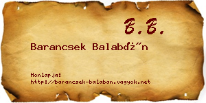 Barancsek Balabán névjegykártya